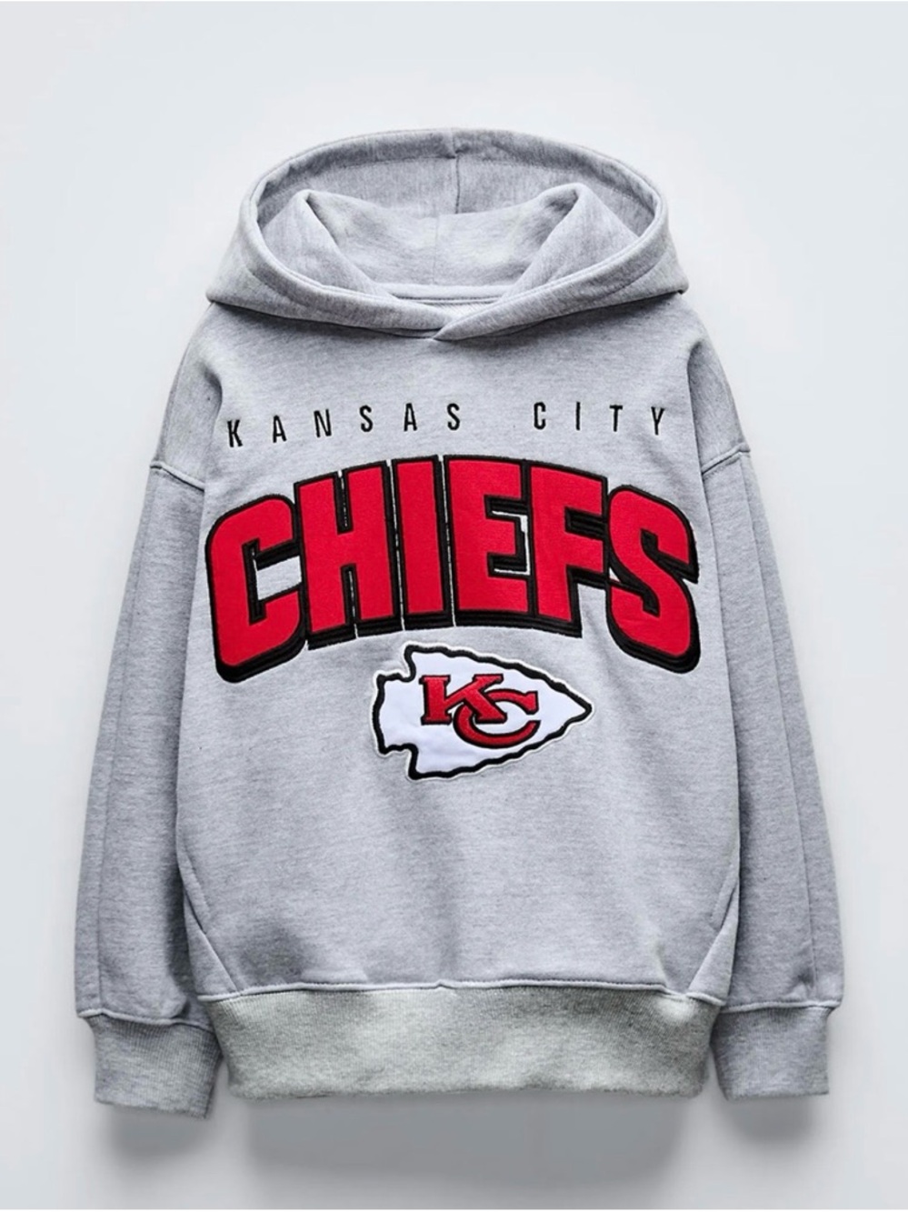 Zara Gray Hoodie with Red Kansas City Chiefs Logo - 13/14Y